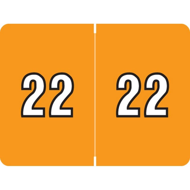 Datafile Compatible "22" Yearband Labels, Laminated Stock. 1-1/4" x 15/16 - 500 per Roll