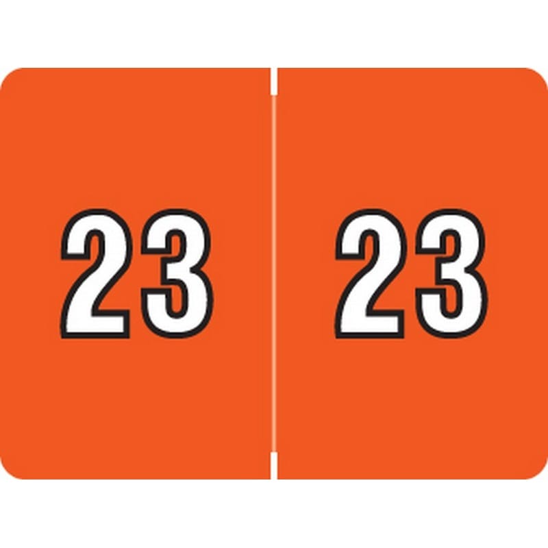 Datafile Compatible "23" Yearband Labels, Laminated Stock. 1-1/4" x 15/16 - 500 per Roll