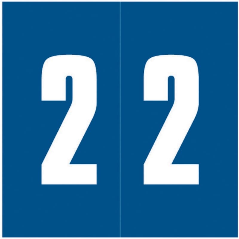 Ames Compatible "2" Numeric Labels, Laminated Stock, 1-7/8" X 1-7/8" Individual Numbers - Roll of 1000