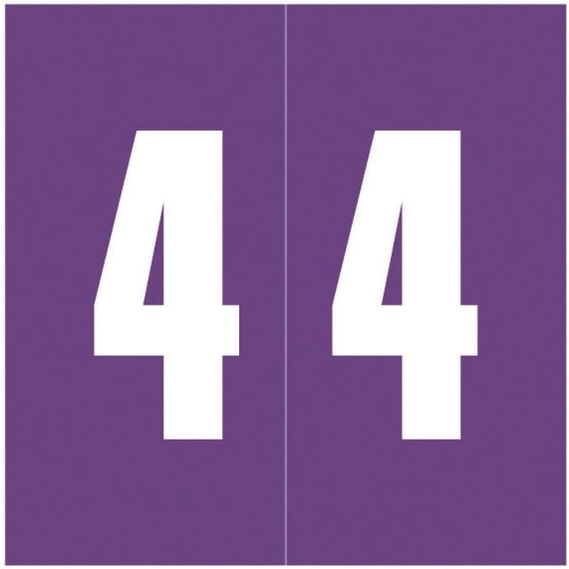 Ames Compatible "4" Numeric Labels, Laminated Stock, 1-7/8" X 1-7/8" Individual Numbers - Roll of 1000