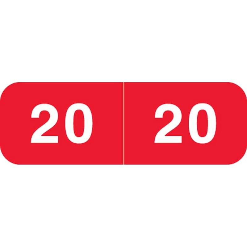 Ames Compatible "20" Yearband Labels, Laminated Stock 1-1/2" x 1/2" - 500 per Roll