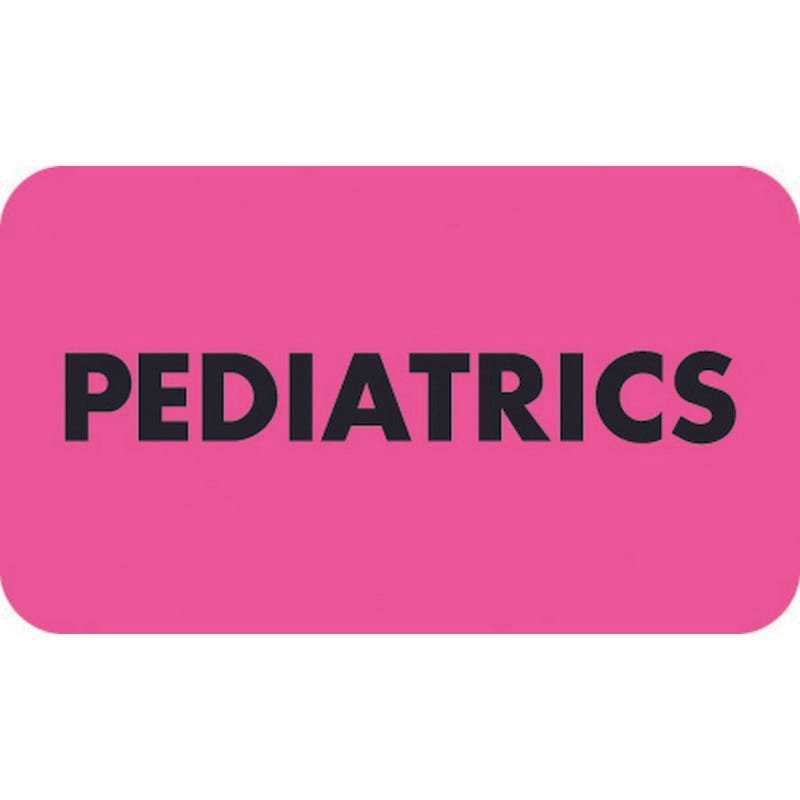 Chart Labels, PEDIATRICS - Fluorescent Pink, 1-1/2" X 7/8" (Roll of 250)