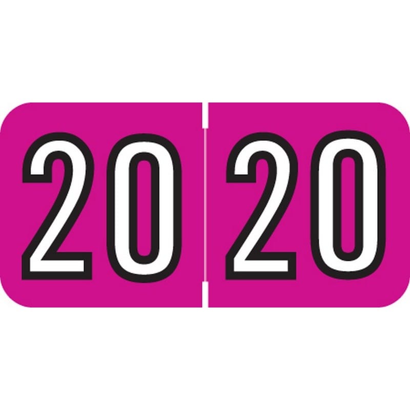 Amerifile Compatible "20" Yearband Labels, 1-1/2" X 3/4" - 500 per Roll