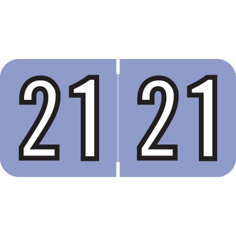 Amerifile Compatible "21" Yearband Labels, 1-1/2" X 3/4" - 500 per Roll