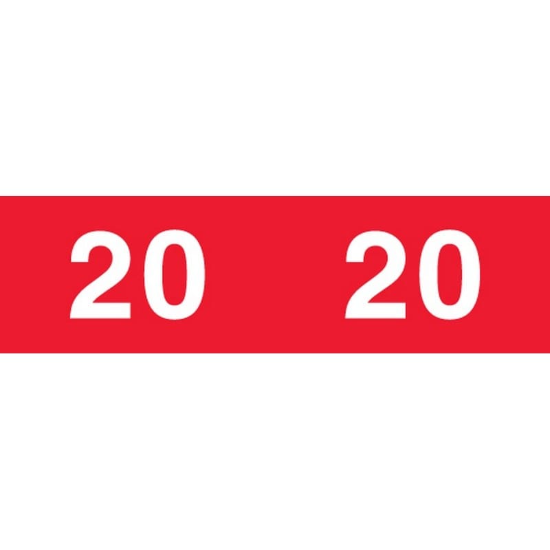 Ames Compatible "20" Yearband Labels, Unlaminated Stock 1/2" X 1-3/4" - 1000 per Roll