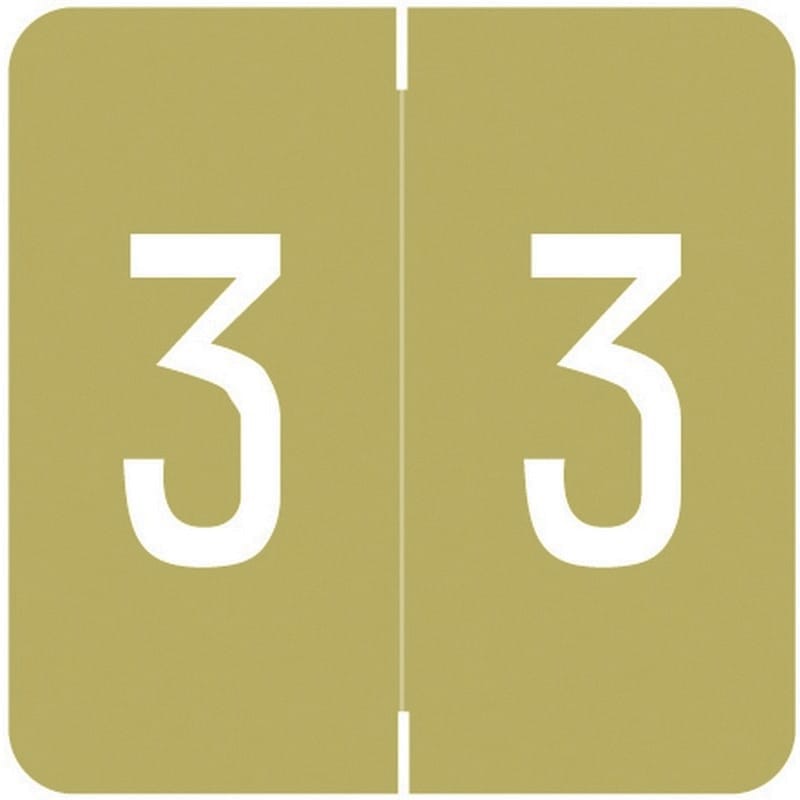 Barkley FNDBM Compatible "3" Numeric Labels, Laminated Stock, 1-1/2" x 1-1/2" Individual Numbers - Roll of 500