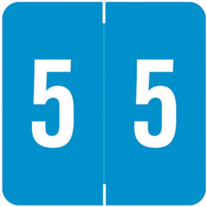 Barkley FNDBM Compatible "5" Numeric Labels, Laminated Stock, 1-1/2" x 1-1/2" Individual Numbers - Roll of 500