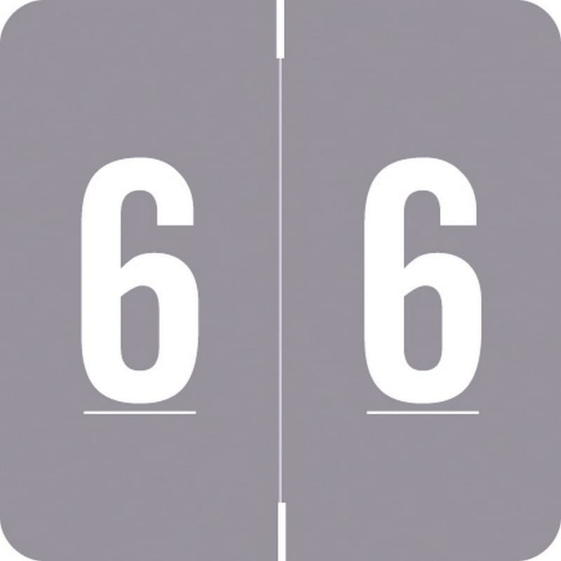 Barkley FNDBM Compatible "6" Numeric Labels, Laminated Stock, 1-1/2" x 1-1/2" Individual Numbers - Roll of 500