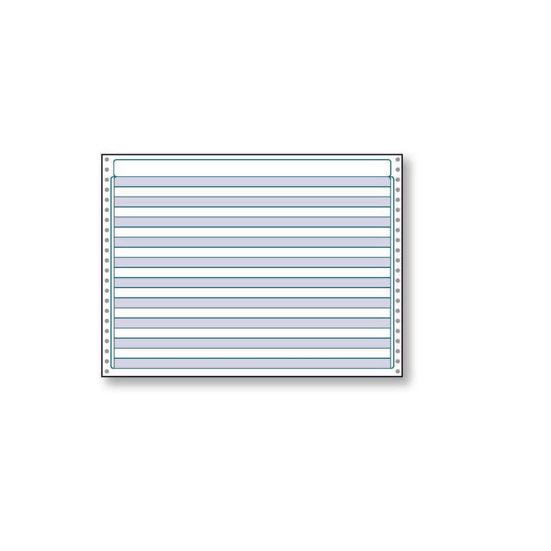14-7/8'' x 11" (W x H) Continuous 20# Computer Paper, 1/2" Blue Bar, No Marginal Perfs (Ream of 2400)