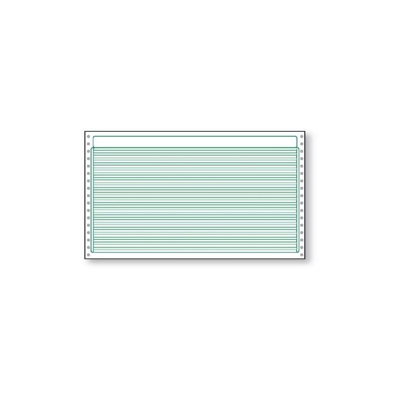14-7/8'' x 8-1/2" (W x H) Continuous 18# Computer Paper, 1/8" Green Bar, No Marginal Perfs (Ream of 3000)