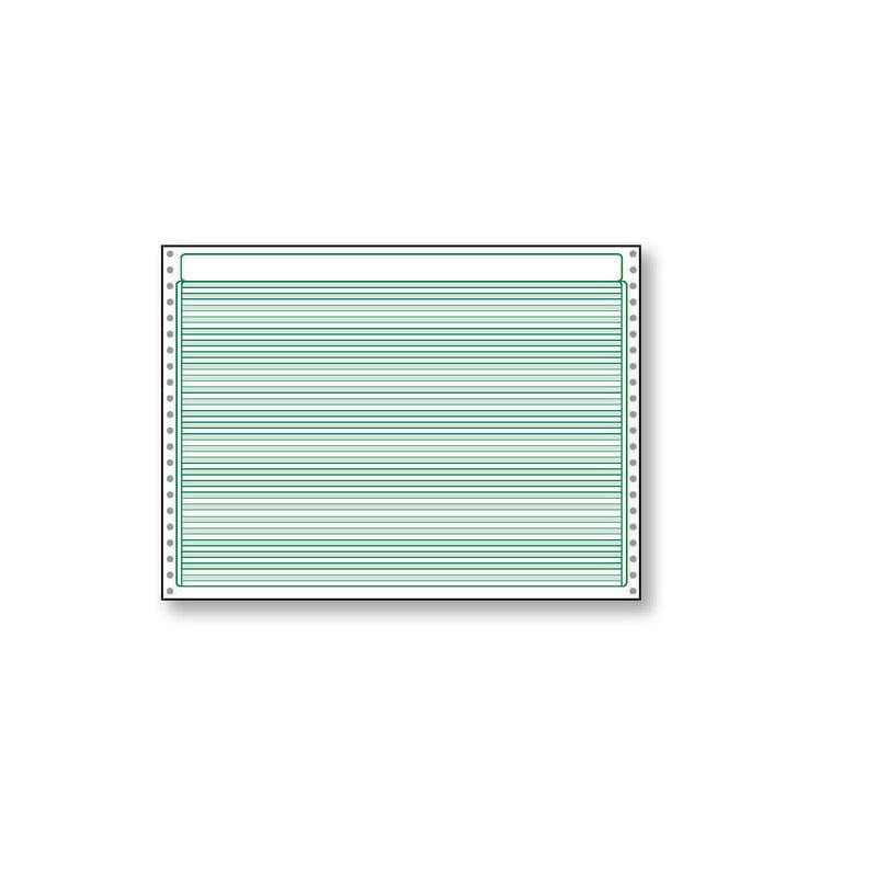 14-7/8'' x 11" (W x H) Continuous 20# Computer Paper, 1/6" Green Bar, No Marginal Perfs (Ream of 2200)