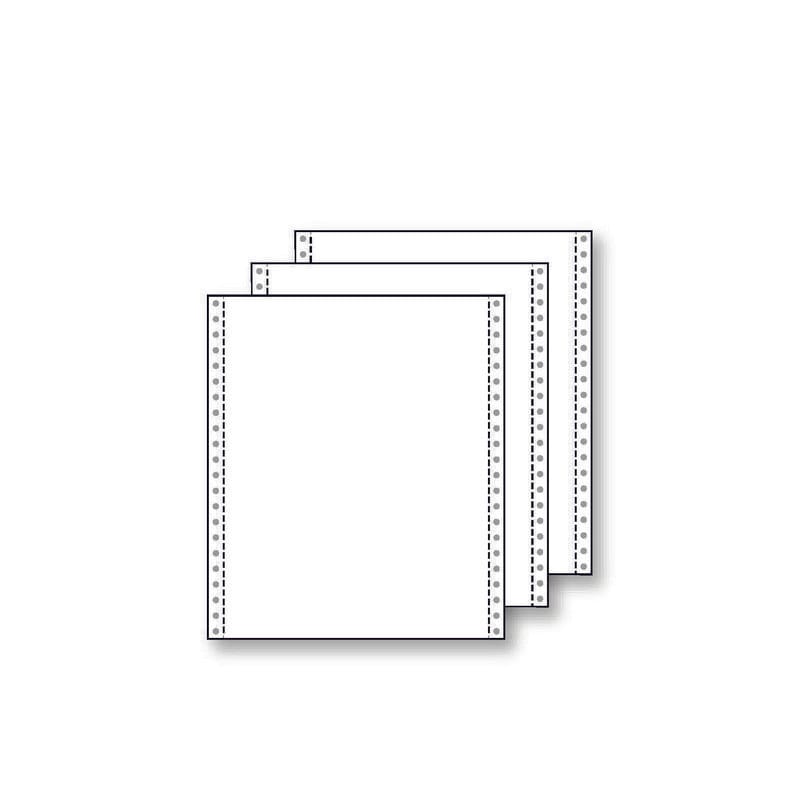3-Ply 9-1/2'' x 11" (W x H) Standard Carbonless 13# White/White Computer Paper, 1/2" Perf Left & Right (Ream of 1000)