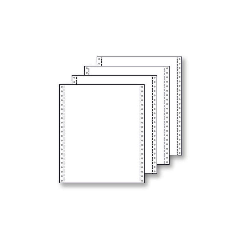 4-Ply 9-1/2'' x 11" (W x H) Standard Carbonless 13# White/White Computer Paper, 1/2" Perf Left & Right (Ream of 800)
