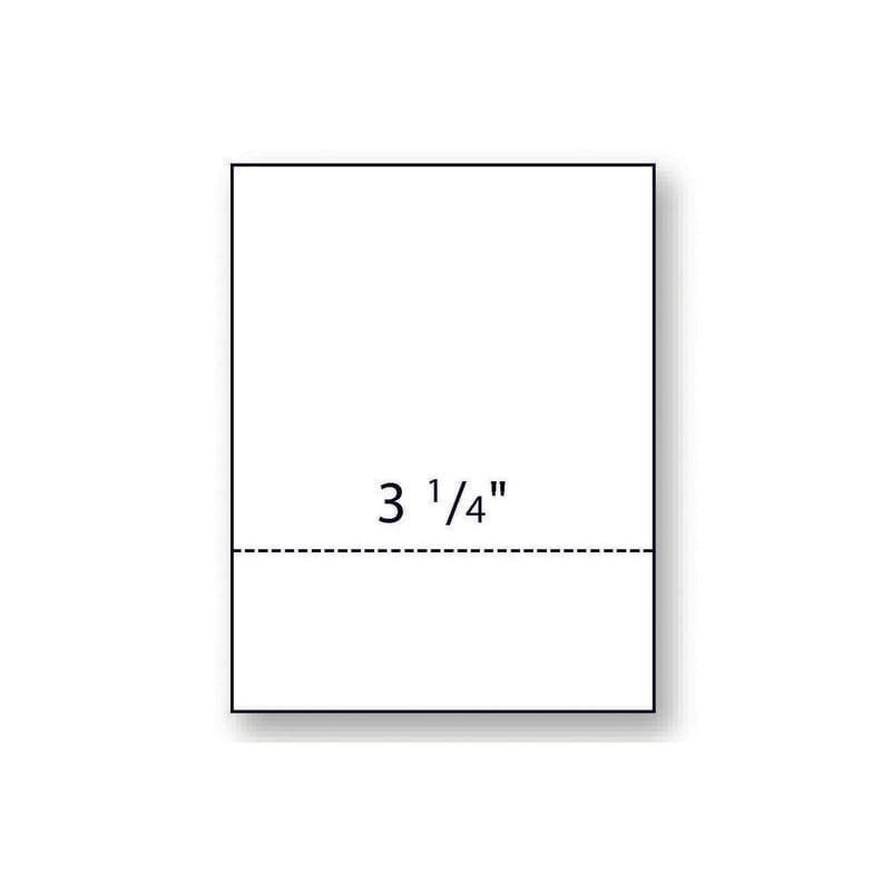 8-1/2'' x 11" Laser Cut Sheet, 20# White Stock, 1 Horizontal Perforation 3-1/4" from Bottom (Carton of 2500)