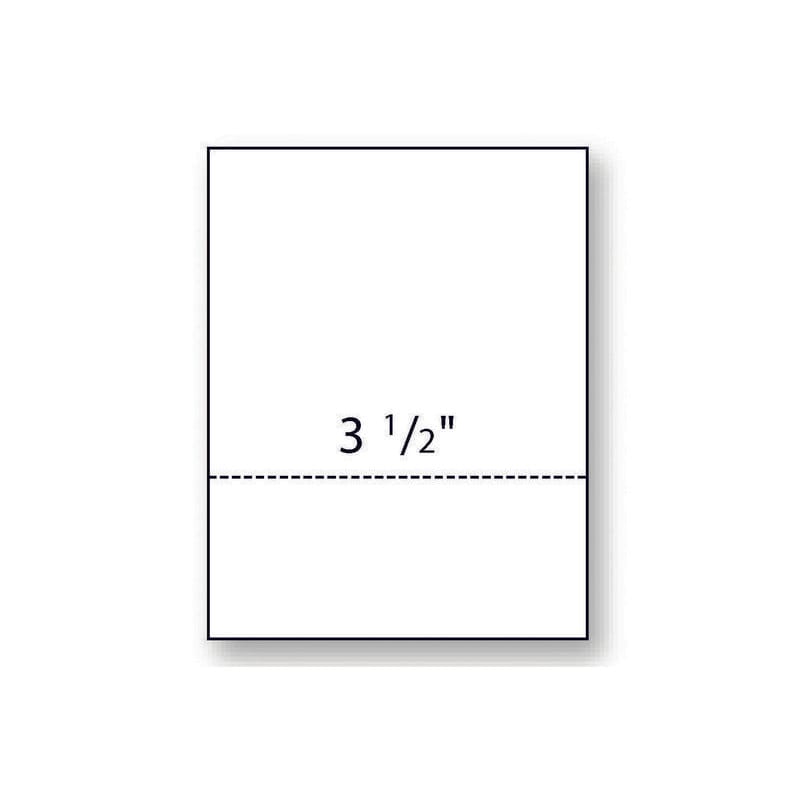 8-1/2'' x 11" Laser Cut Sheet, 24# White Stock, 1 Horizontal Perforation 3-1/2" from Bottom (Carton of 2500)