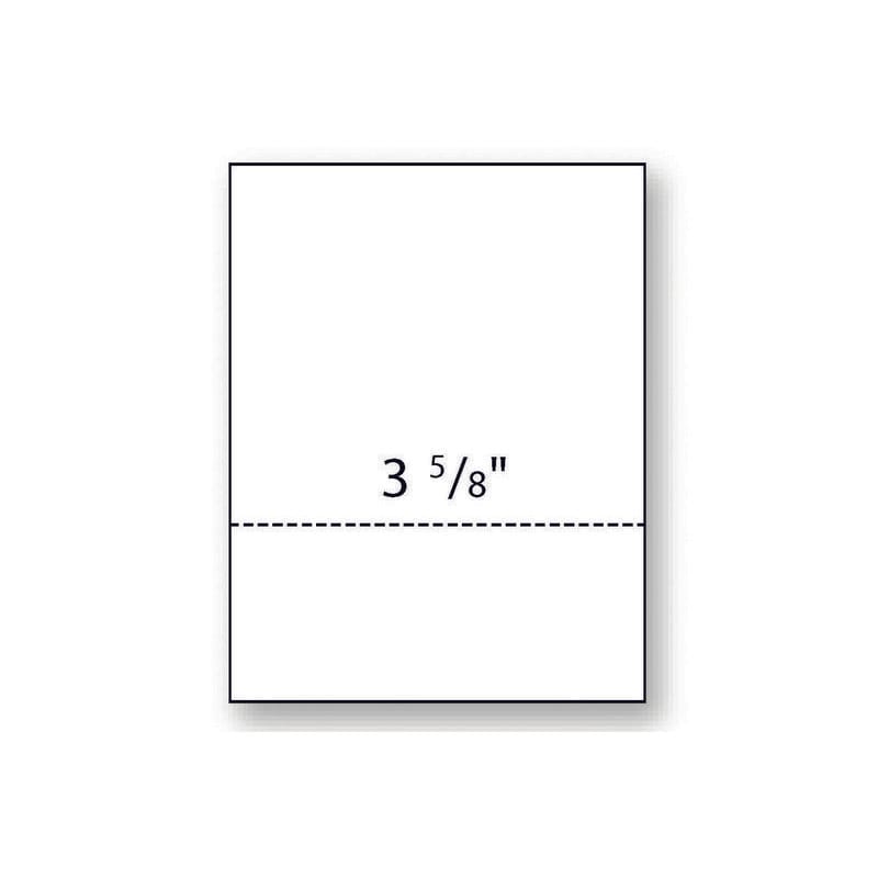 8-1/2'' x 11" Laser Cut Sheet, 20# White Stock, 1 Horizontal Perforation 3-5/8" from Bottom (Carton of 2500)