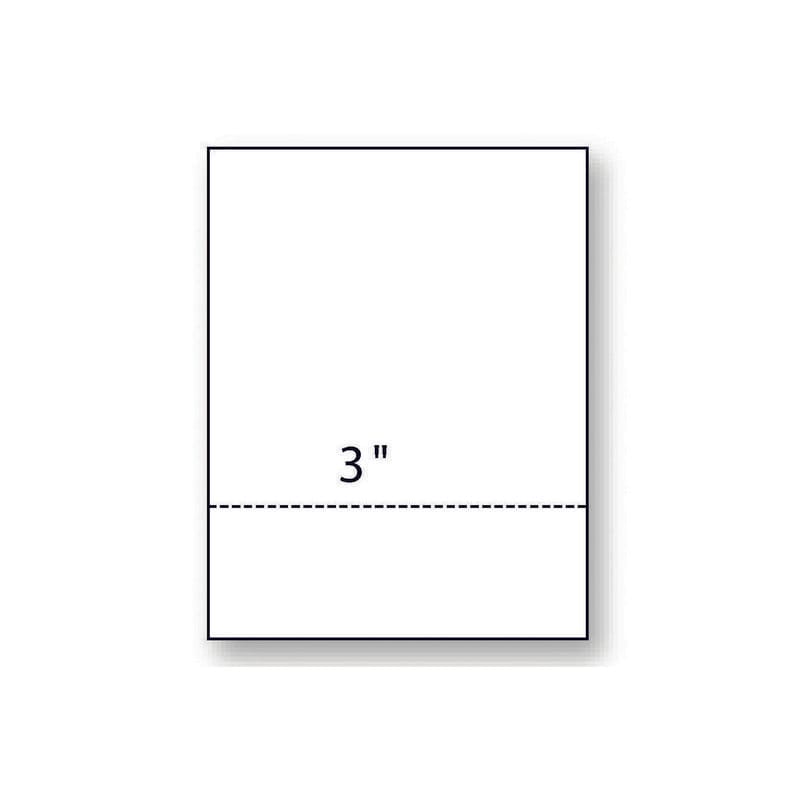 8-1/2'' x 11" Laser Cut Sheet, 24# White Stock, 1 Horizontal Perforation 3" from Bottom (Carton of 2500)