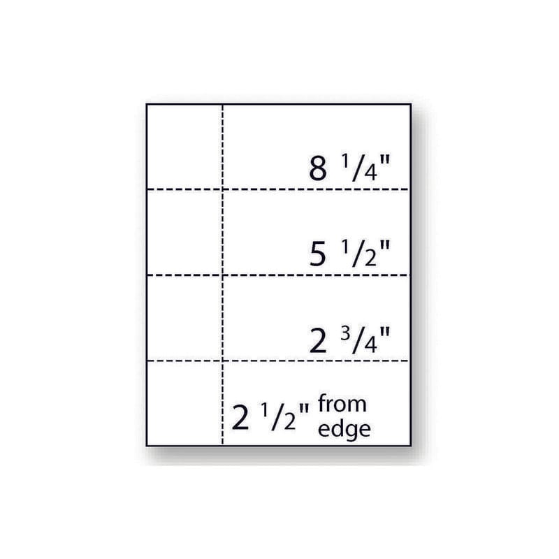 8.5'' x 11" Deposit Slips, 24# White Stock, Horizontal Perf Every 2.75", Vertical Perf 2.5" from Left (Carton of 2500)