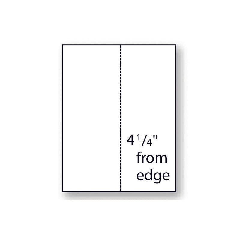 8-1/2'' x 11" Laser Cut Sheet, 20# White Stock, 1 Vertical Perforation 4-1/4" from Left (Carton of 2500)