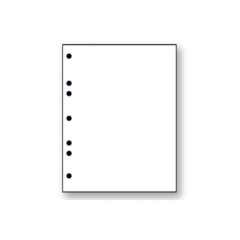 8-1/2'' x 11" Laser Cut Sheet, 20# White Stock, 7 Hole Punch Left, 5/16" Diameter (Carton of 2500)