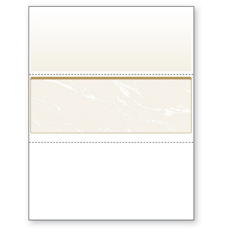 8-1/2'' x 11" Standard Gold Marble Laser Check, Middle Position, 24# Stock (Carton of 2500)