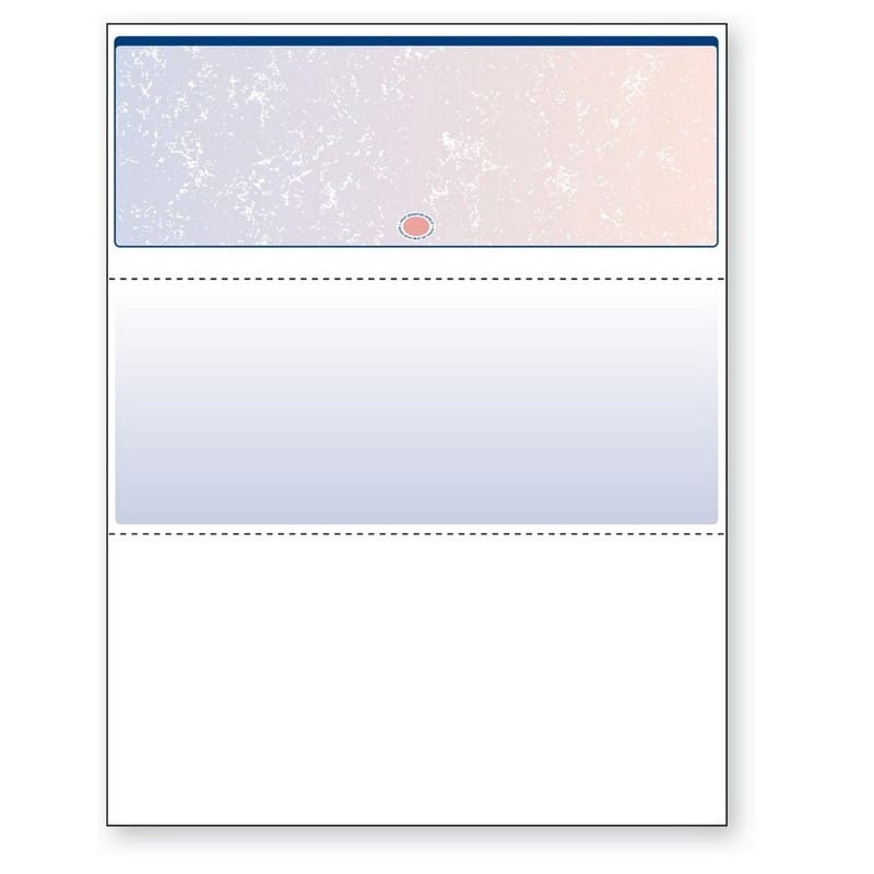 8-1/2'' x 11" Premier Blue / Red Prismatic Laser Check, Top Position, 24# Stock (Carton of 2500)