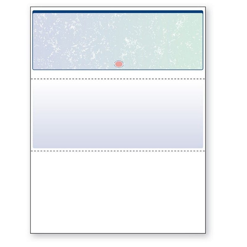 8-1/2'' x 11" Premier Blue / Green Prismatic Laser Check, Top Position, 24# Stock (Carton of 2500)