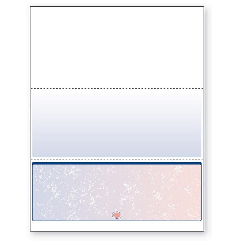 8-1/2'' x 11" Premier Blue / Red Prismatic Laser Check, Bottom Position, 24# Stock (Carton of 2500)