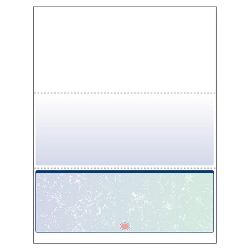8-1/2'' x 11" Premier Blue / Green Prismatic Laser Check, Bottom Position, 24# Stock (Carton of 2500)