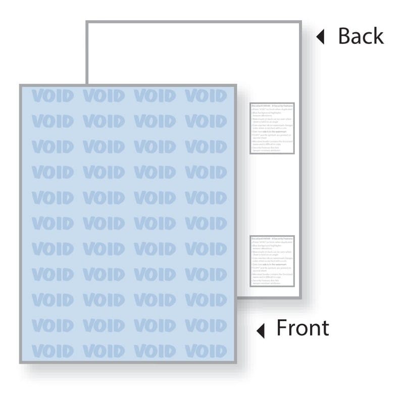 8-1/2'' x 11" Standard Blue Medical Security Paper, 6 Security Features, 24# Blue Stock (Carton of 2500)