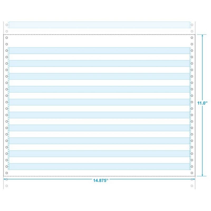 14-7/8" x 11" (W x H) Continuous 18# Computer Paper, 1/2" Blue Bar (Carton of 2800)