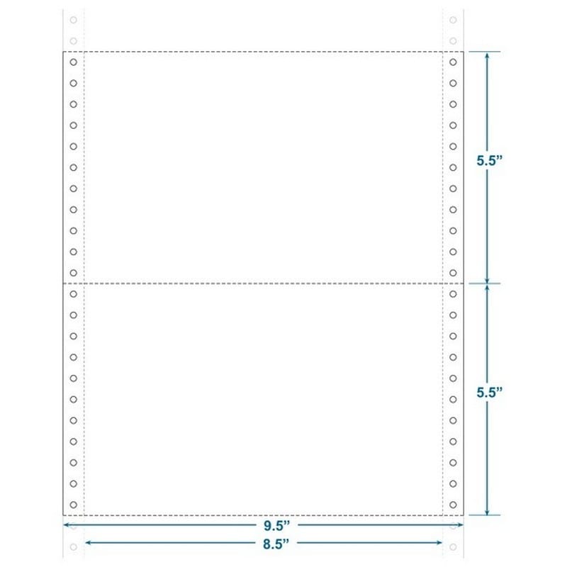 9-1/2" x 5-1/2" (W x H) Continuous 20# Computer Paper, Blank (Carton of 4800)