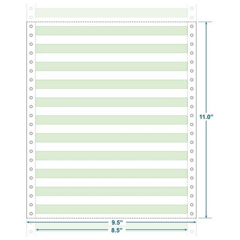 9-1/2" x 11" (W x H) Continuous 20# Computer Paper, 1/2" Green Bar (Carton of 2400)