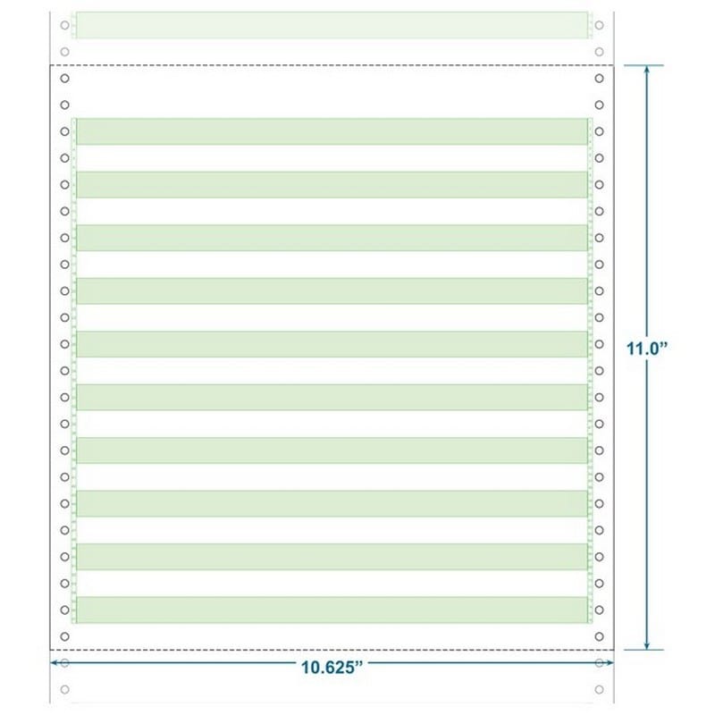10-5/8" x 11" (W x H) Continuous 20# Computer Paper, 1/2" Green Bar (Carton of 2700)