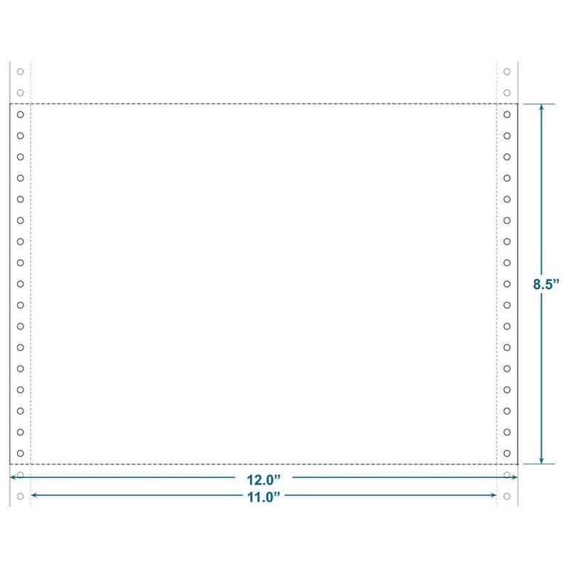 12" x 8-1/2" (W x H) Continuous 20# Computer Paper, Blank (Carton of 2400)