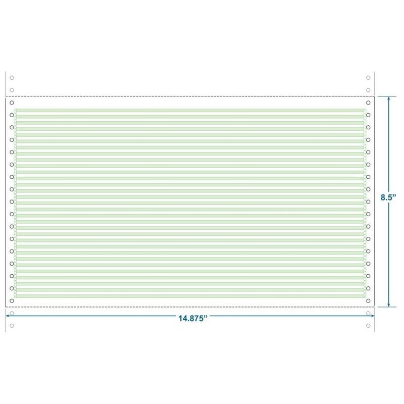 14-7/8" x 8-1/2" (W x H) Continuous 18# Computer Paper, 1/8" Green Bar (Carton of 2800)
