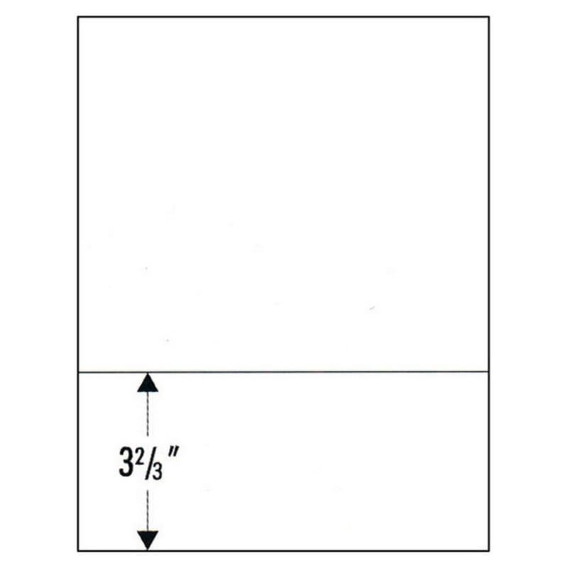 8-1/2" x 11" Laser Cut Sheet, 20# White Stock, 1 Horizontal Perforation 3-2/3" from Bottom (Carton of 2500)
