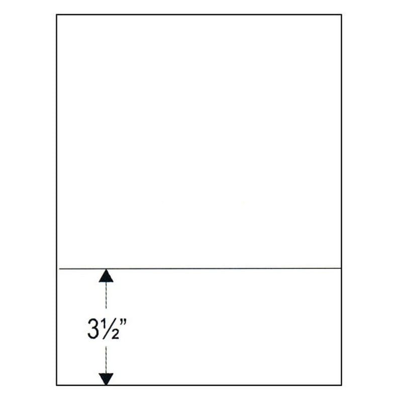 8-1/2" x 11" Laser Cut Sheet, 24# White Stock, 1 Horizontal Perforation 3-1/2" from Bottom (Carton of 2500)