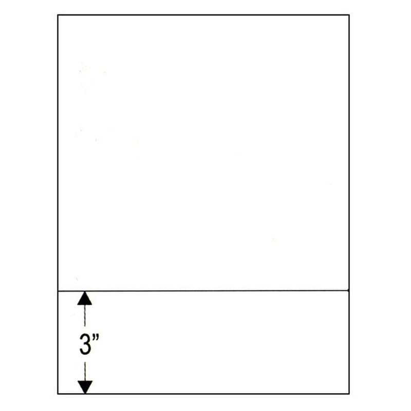 8-1/2" x 11" Laser Cut Sheet, 20# White Stock, 1 Horizontal Perforation 3" from Bottom (Carton of 2500)