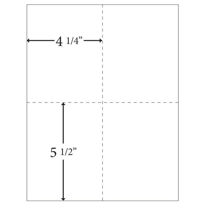 8-1/2" x 11" Laser Cut Sheet, 24# White Stock Vertical Perf 4-1/4" Horizontal Perf 5-1/2" (Carton of 2500)