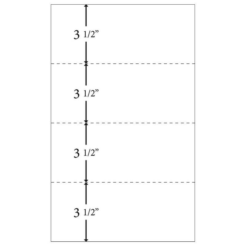 8-1/2'' x 14" Cut Sheet, 24# White Stock, 3 Horizontal Perforations 3-1/2", 7" and 10-1/2" from Bottom (Carton of 2500)