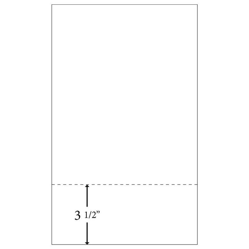 8-1/2" x 14" Laser Cut Sheet, 24# White Stock, 1 Horizontal Perforation 3-1/2" from Bottom (Carton of 2500)