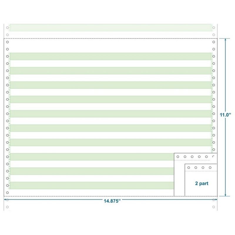 2-Ply Carbonless Paper, 1/2" Green Bar, Form Size 14-7/8" x 11" (W x H) (Carton of 1800)
