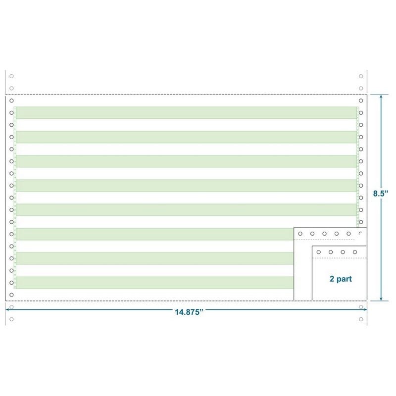 2-Ply Carbonless Paper, 1/2" Green Bar, Form Size 14-7/8" x 8-1/2" (W x H) (Carton of 1800)