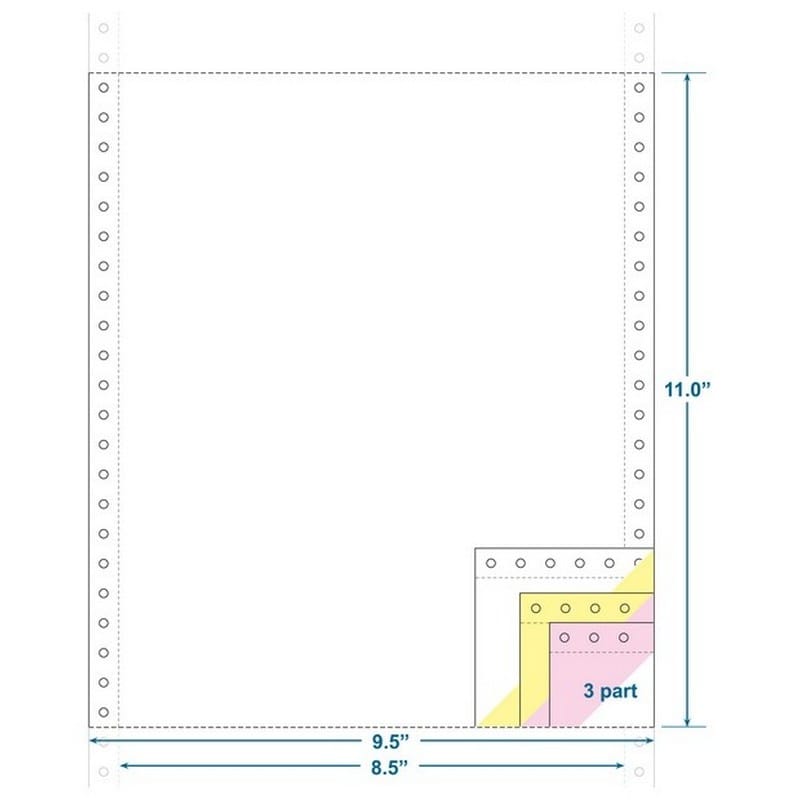 3-Ply Carbonless Paper, White/Canary/Pink, 9-1/2" x 11" Continuous Forms (Carton of 1200)