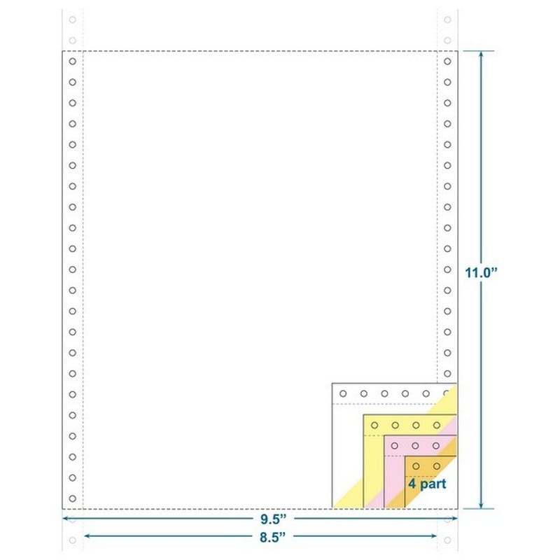 4-Ply Carbonless Paper, White/Canary/Pink/Gold, Form Size 9-1/2" x 11" (W x H) (Carton of 900)
