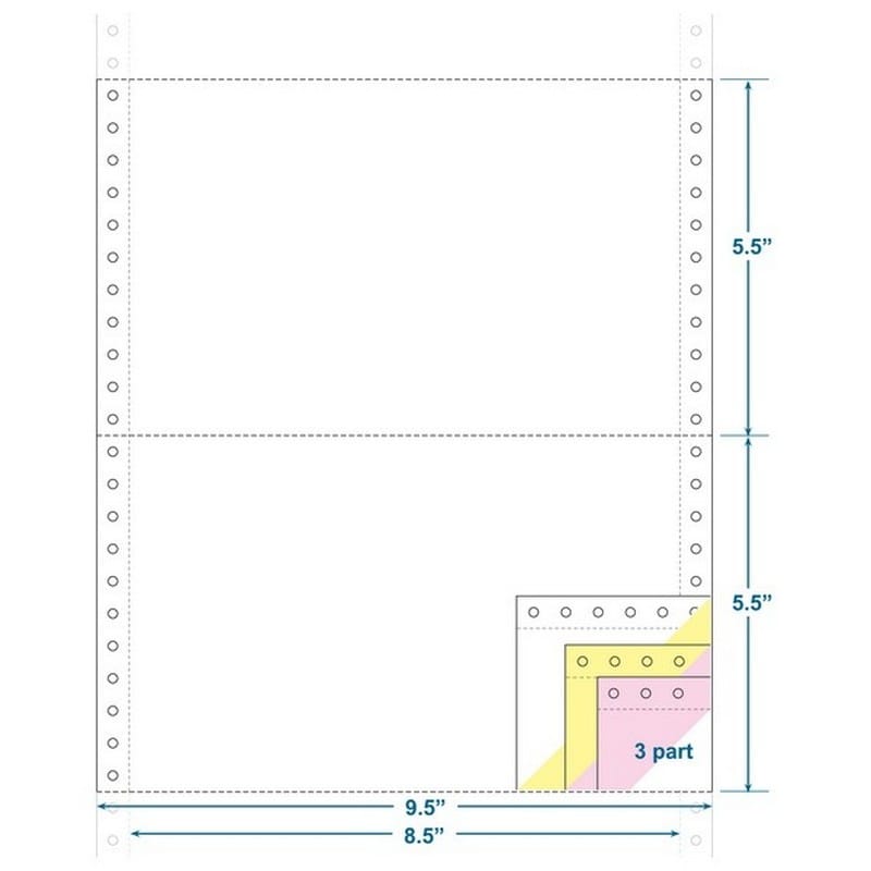 3-Ply Carbonless Paper, White/Canary/Pink, Form Size 9-1/2" x 5-1/2" (W x H) (Carton of 2400)