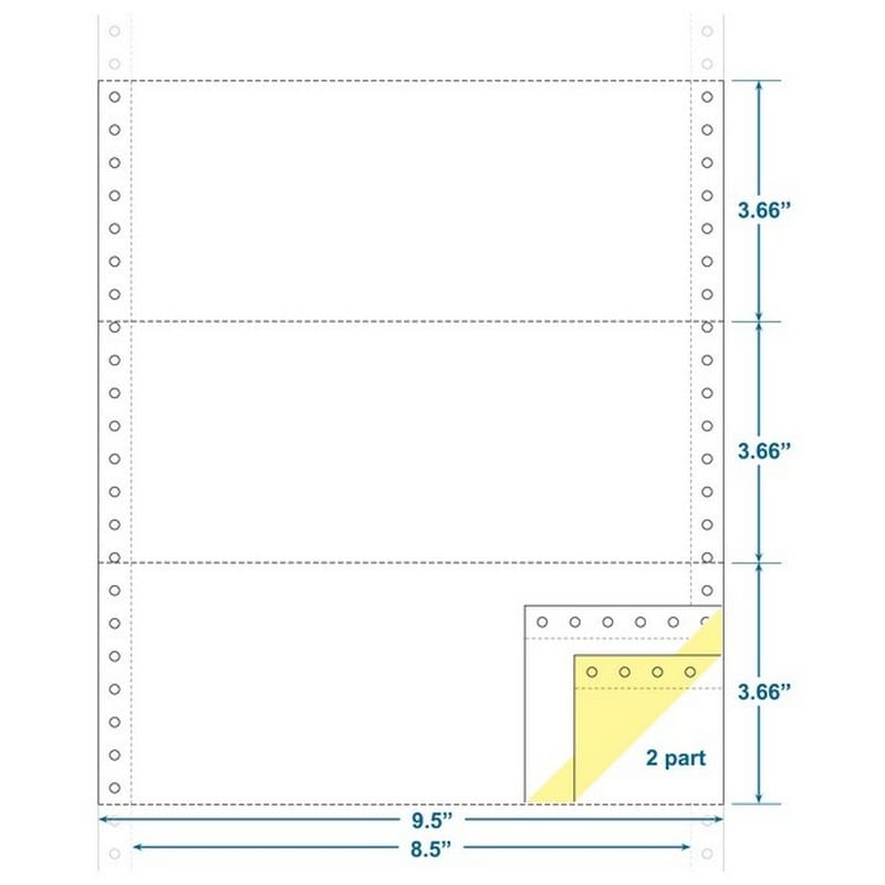 2-Ply Carbonless Paper, White/Canary, Form Size 9-1/2" x 3-2/3" (W x H) (Carton of 4800)