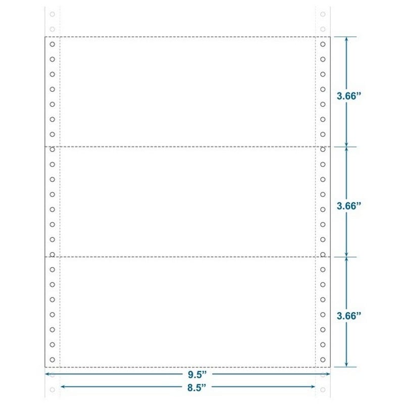 9-1/2" x 3-2/3" (W x H) Continuous 20# Computer Paper, Blank-Standard Perf(Carton of 7200)