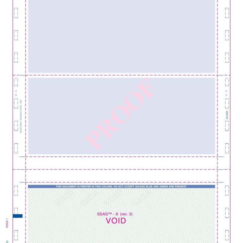 Green Pressure Seal Check, Bottom Position, Security, C Fold (Carton of 2,000)
